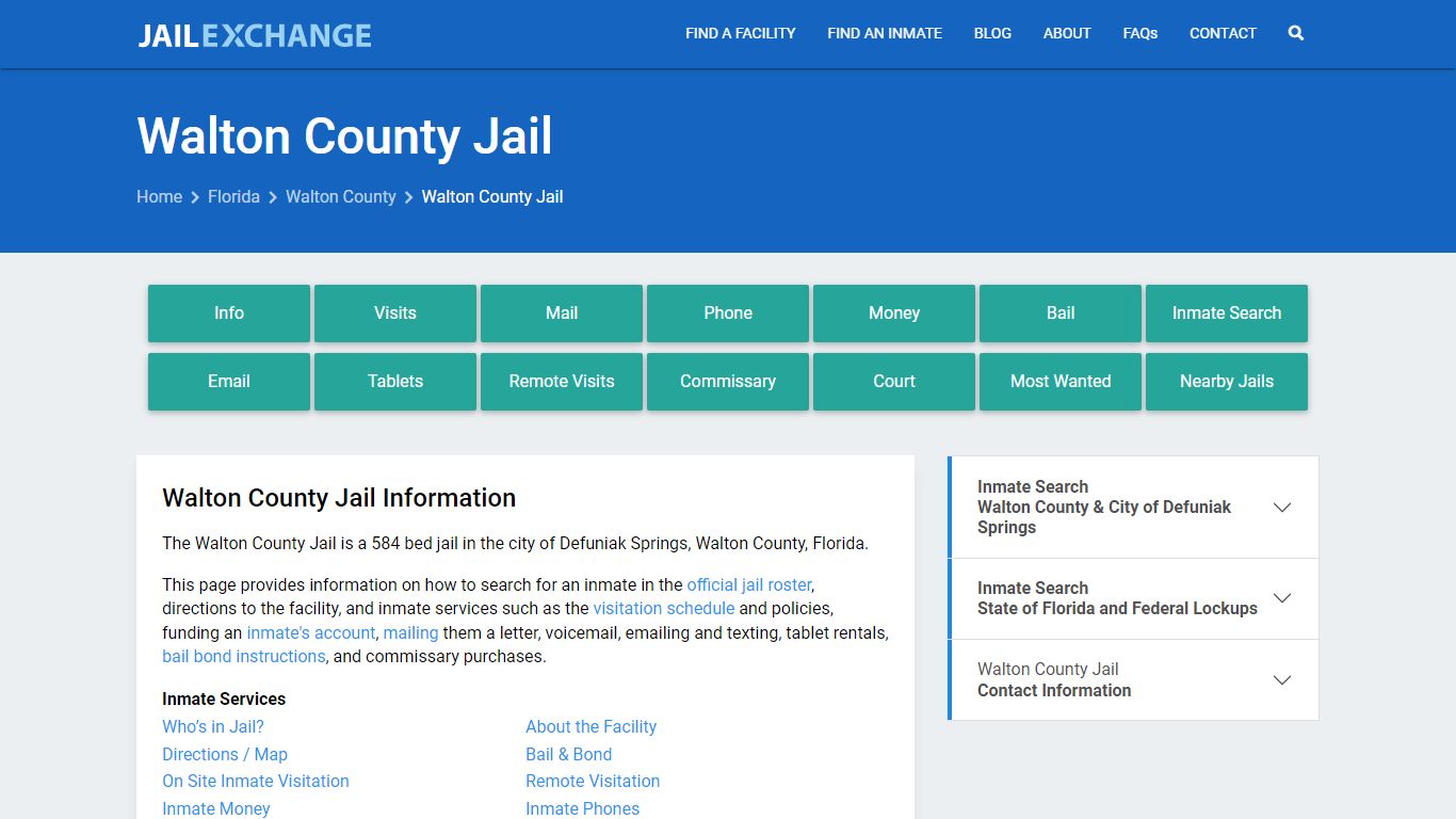Walton County Jail, FL Inmate Search, Information